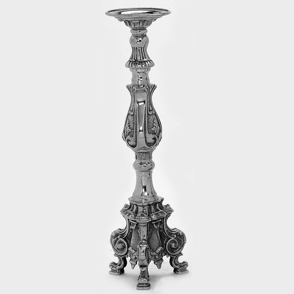 candleholder barocco 40cm silver an