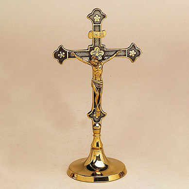 Religious Crucifix round base brass