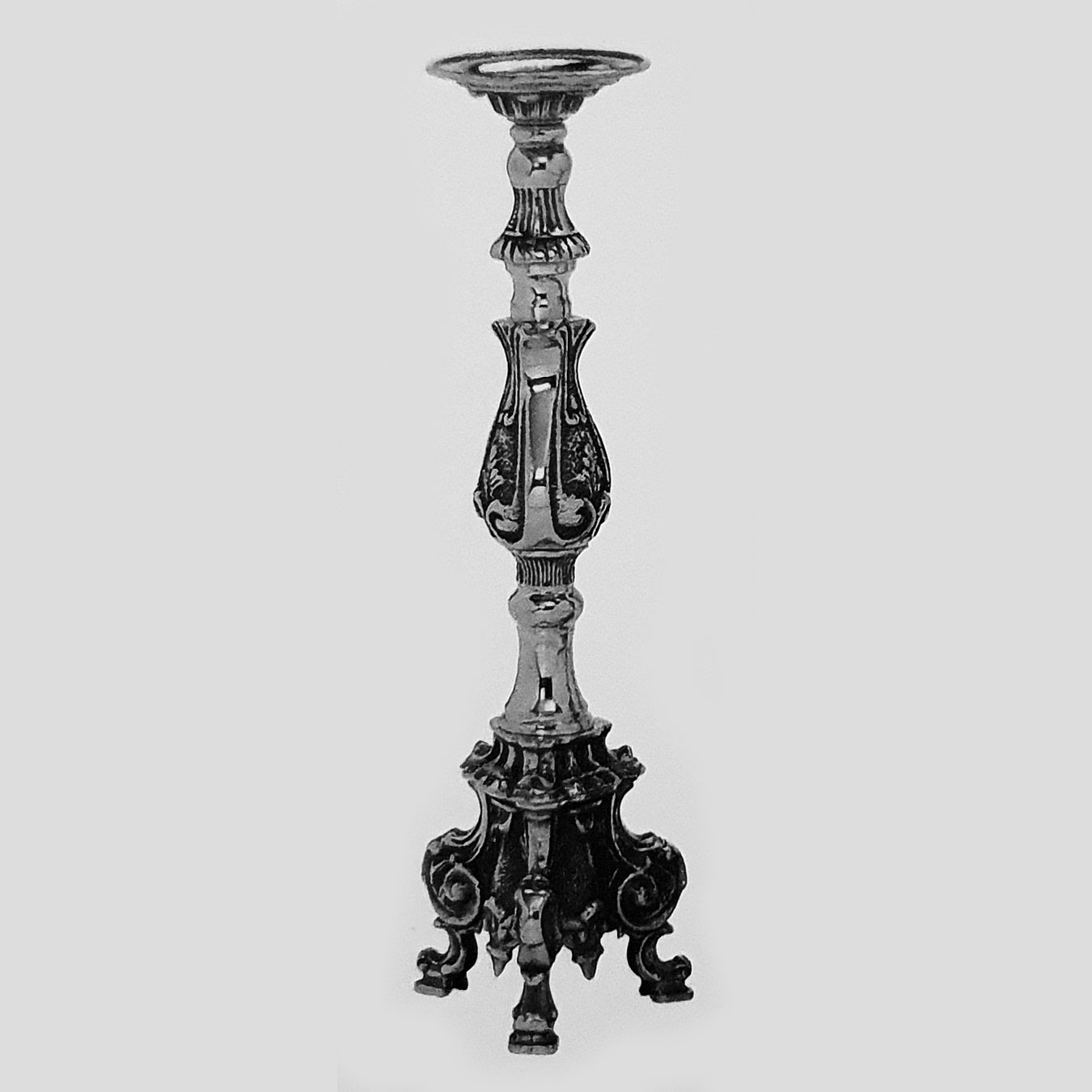 Candleholder Barocco 30cm silver an
